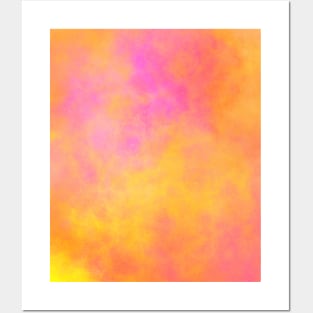 Abstract Yellow Pink Orange Tie Dye Pattern Art Posters and Art